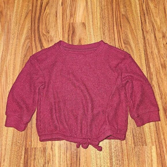6 for $25 🎃 Cat & Jack Burgundy Soft Waffle Knit Top Baby Size 18 Months - Picture 1 of 5